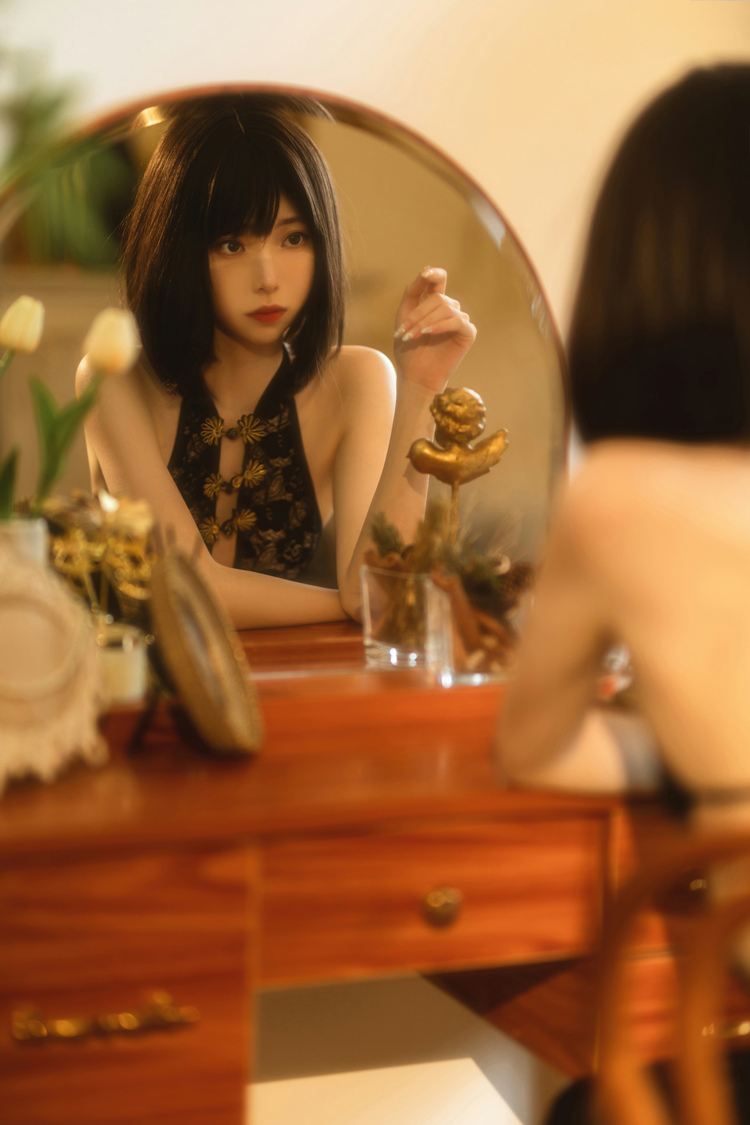 许岚LAN黑纱旗袍作品图免费鉴赏