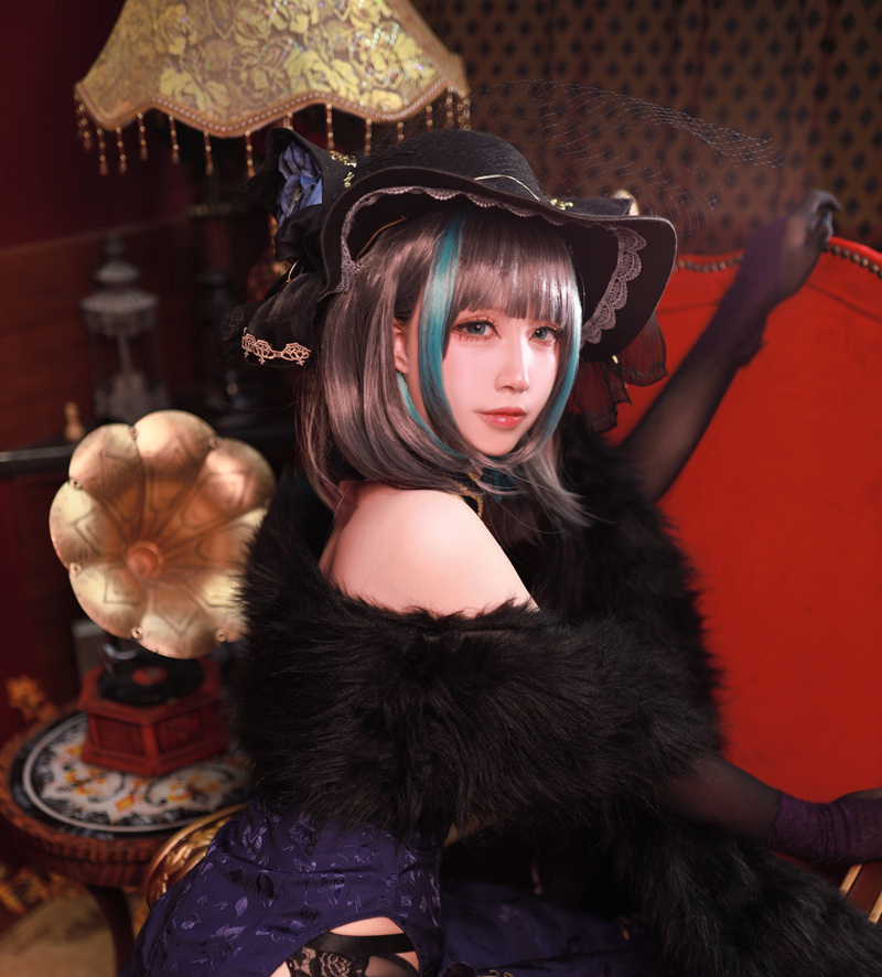 黑白御猫柴郡旗袍cos美图