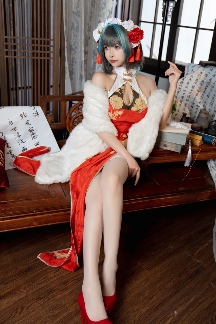 momoko葵葵柴郡礼服cos图片鉴赏