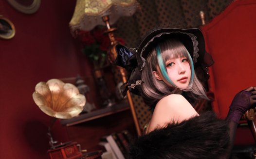 黑白御猫柴郡旗袍cos美图